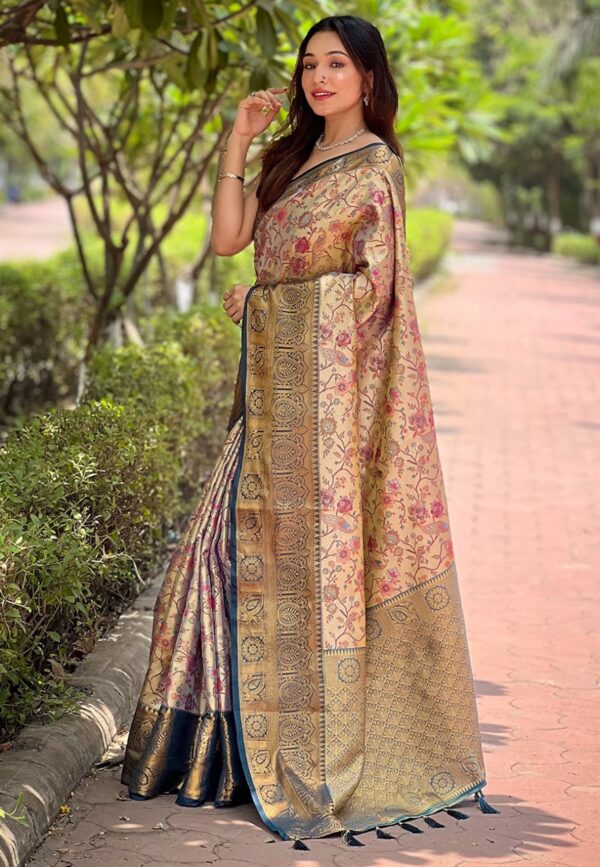 Blue Pure Dharmavaram Premium Silk Saree - Image 2