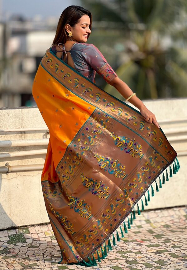 Orenge Paithani Soft Silk sarees - Image 4