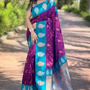 Purple Paithani Soft saree look