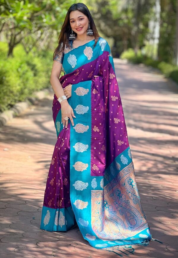 Purple Paithani Soft saree look