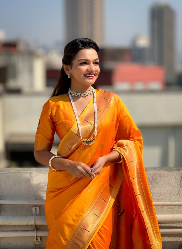 Golden Yellow Vitthala Paithni Soft Silk Saree