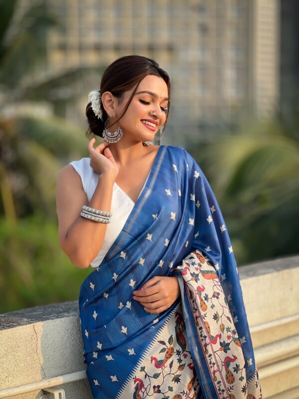 Blue Printed Saree Collection