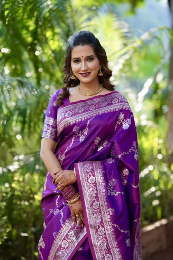 Lavender Banarasi Silk Saree